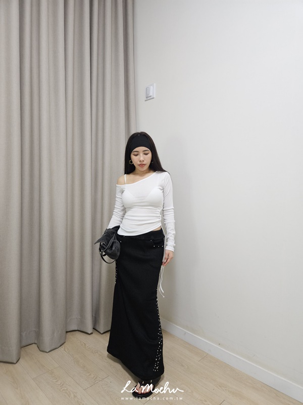 手工鉚釘坑條魚尾裙
